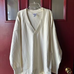 Champion Cream V-Neck Sweatshirt XL